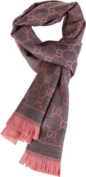 grey and pink gucci scarf|gg jacquard pattern knitted scarf.